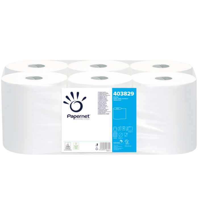 Papernet Autocut Hand Towel Roll White 2-Ply (6 Rolls)