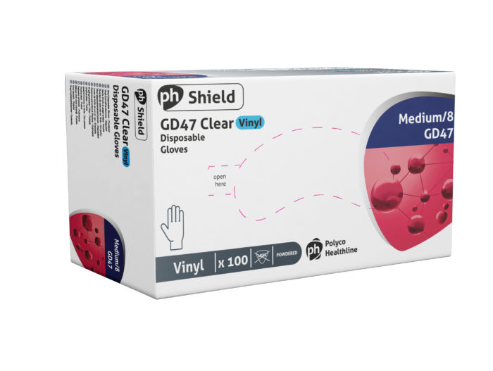 Shield GD47 Powdered Clear Vinyl Gloves (100 Box)