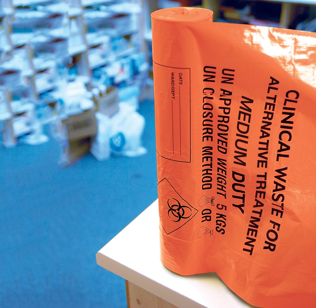 Orange Clinical Waste Sacks 15x28x39" Medium Duty (200 sacks)