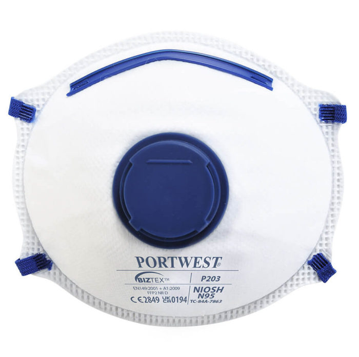 Portwest FFP2 Valved Dolomite Light Cup Respirator (10 Box)