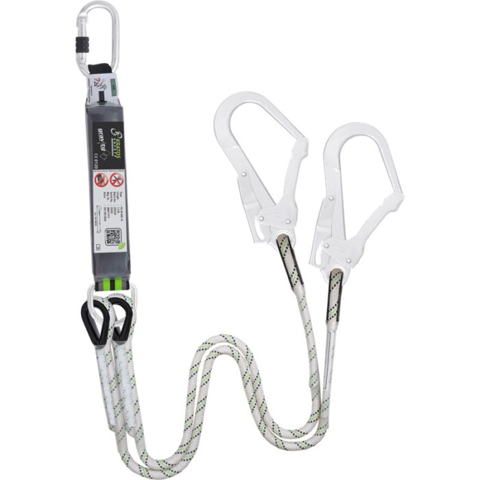 Kratos Forked Shock Absorbing Kernmantle Rope Lanyard with 2x Scaff Hook