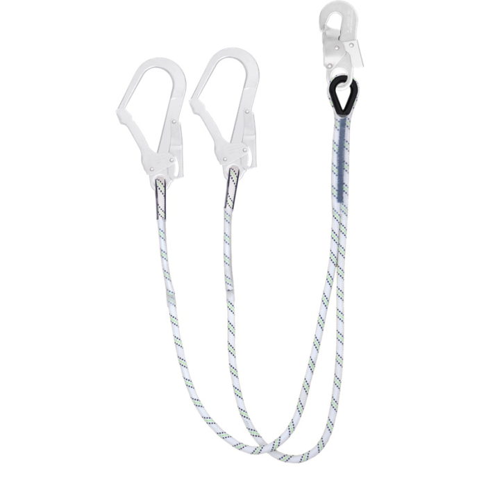 Kratos Forked Kernmantle Rope Lanyard with 2x Scaff & Snap Hook