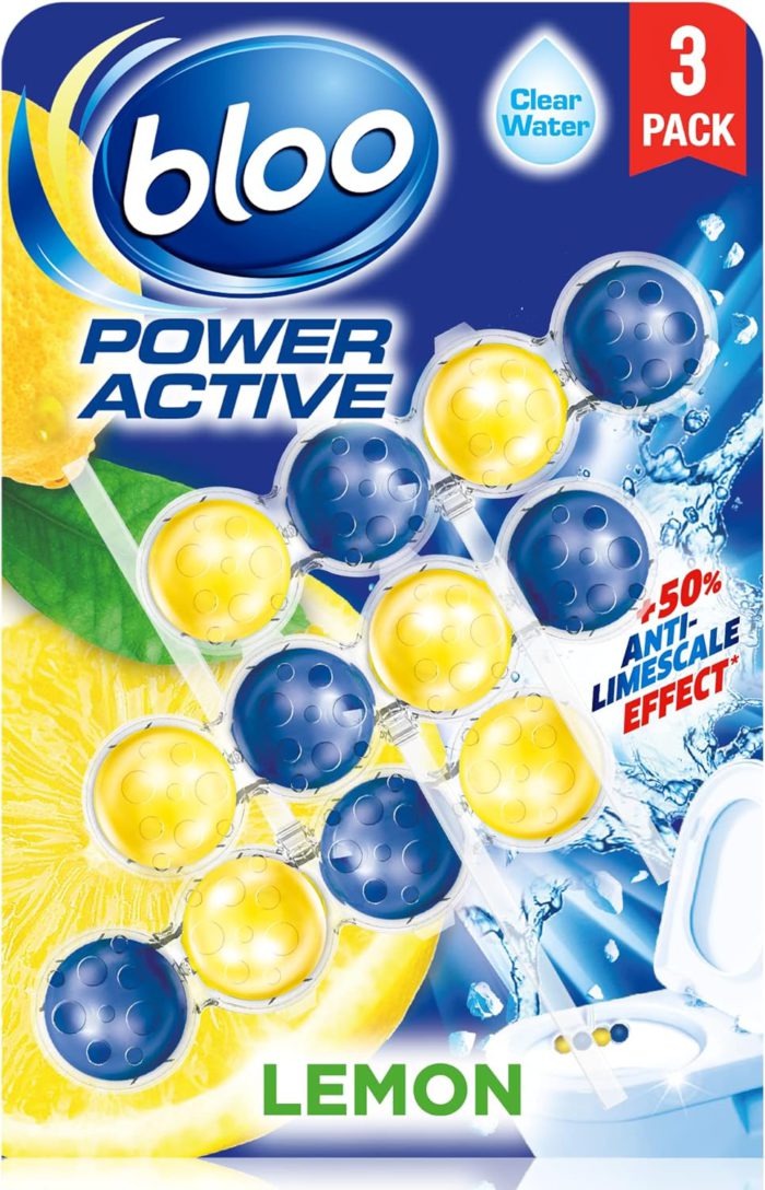 Bloo Power Active Lemon Toilet Rim Block (3 x 50g)