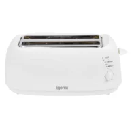 Igenix White Plastic Long Slot 4 Slice Toaster