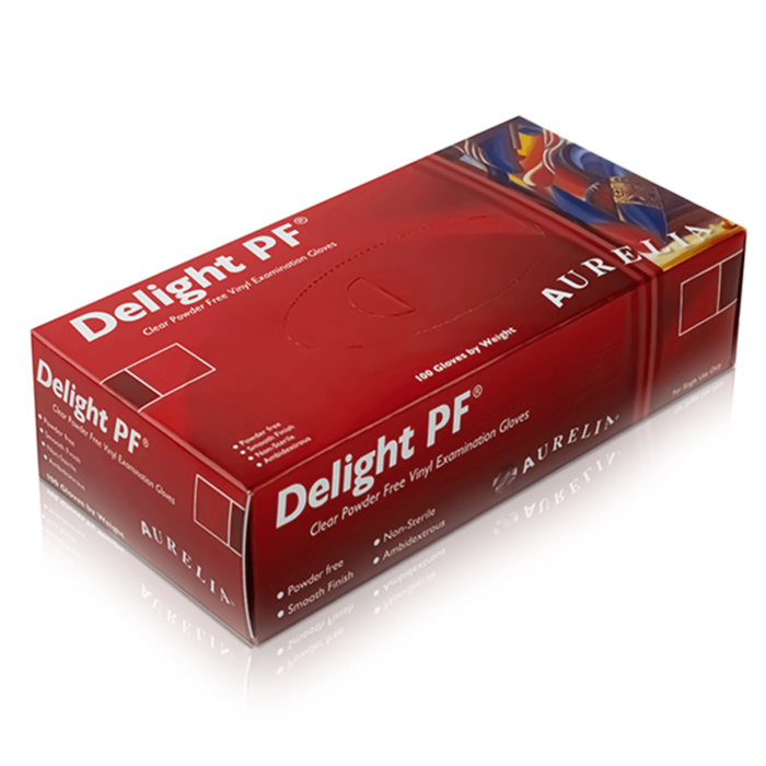 Aurelia Delight P/F Clear Vinyl Gloves (100 Box)